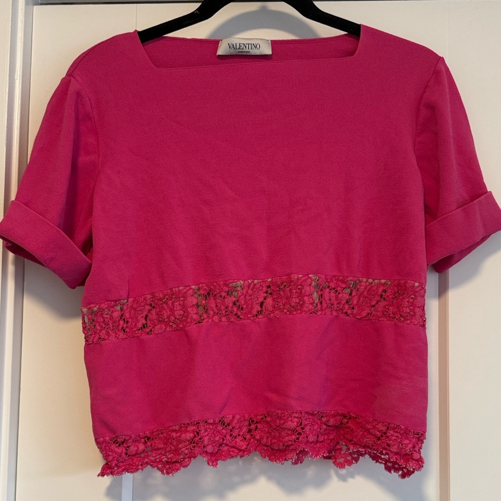 Valentino Vibrant Pink Lace Top